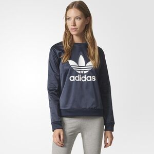 NEW Adidas Navy Satin Crewneck